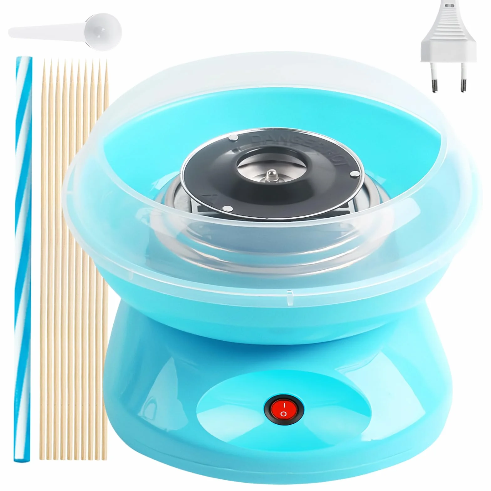 Macchina per Zucchero Filato, Cotton Candy Machine 450 W, Macchina Zucchero Filato, Zucchero Filato Macchina Con Misurino, Bastoncini Di Zucchero in Plastica E Dieci Bastoncini(Azul)