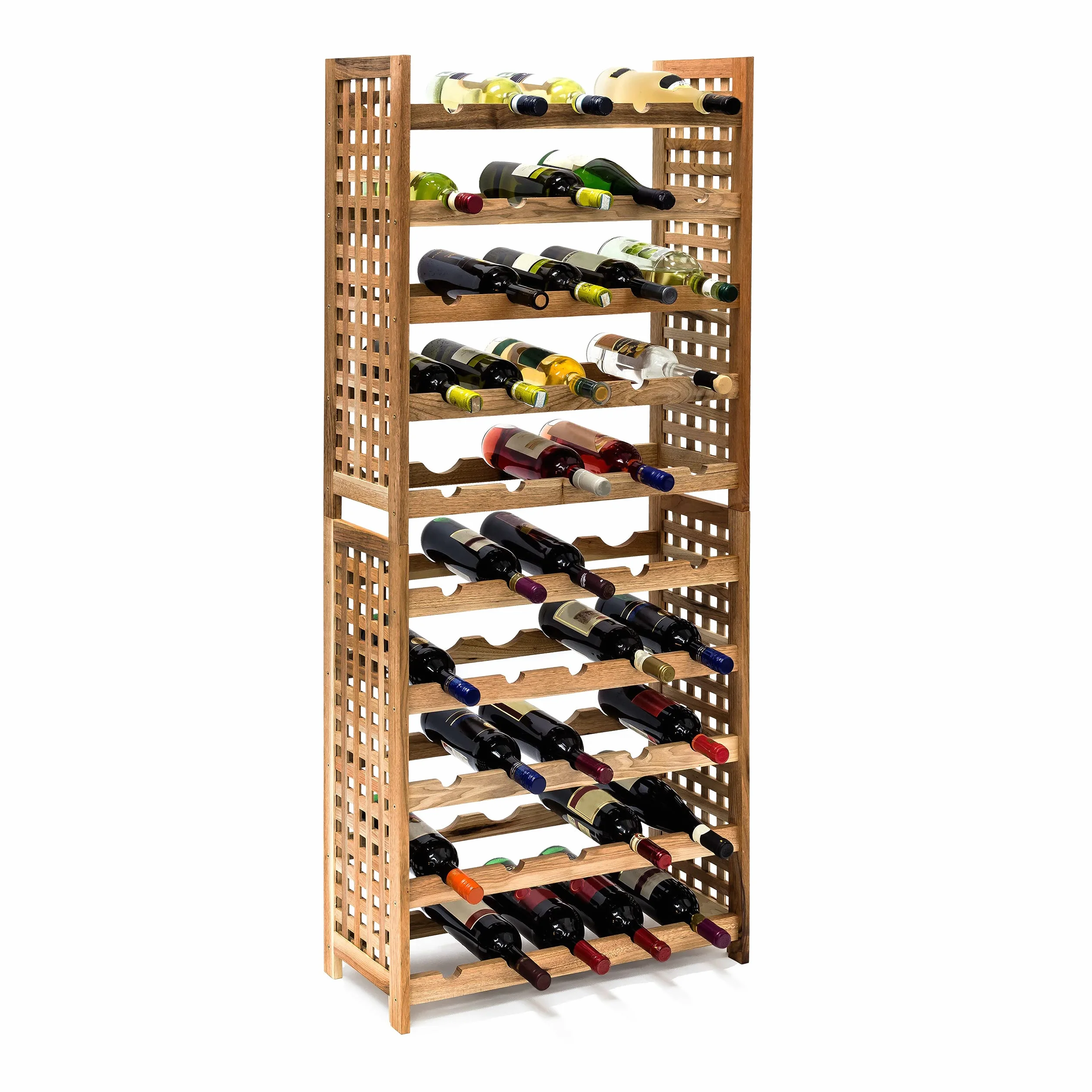 Relaxdays - Cantinetta per Vino in Legno di Noce Oliato 5 Scaffali, Spazio per 25 Bottiglie, 73 X 63 X 25 cm, marrone