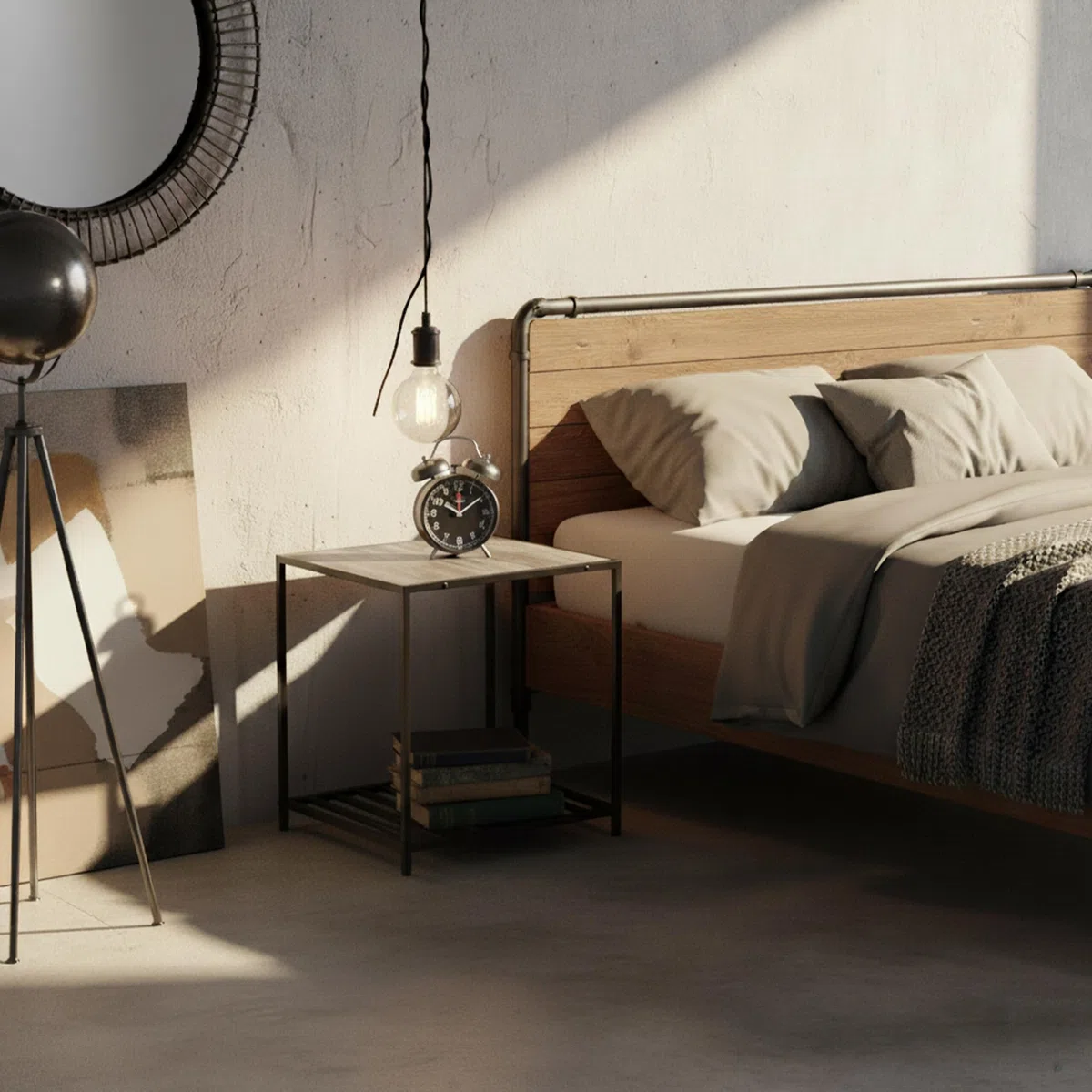 Tavolino Relaxdays, con ripiano HLP: 50x50,5x50,5 cm, Design Industriale, per Soggiorno e Camera, Metallo, Grigio