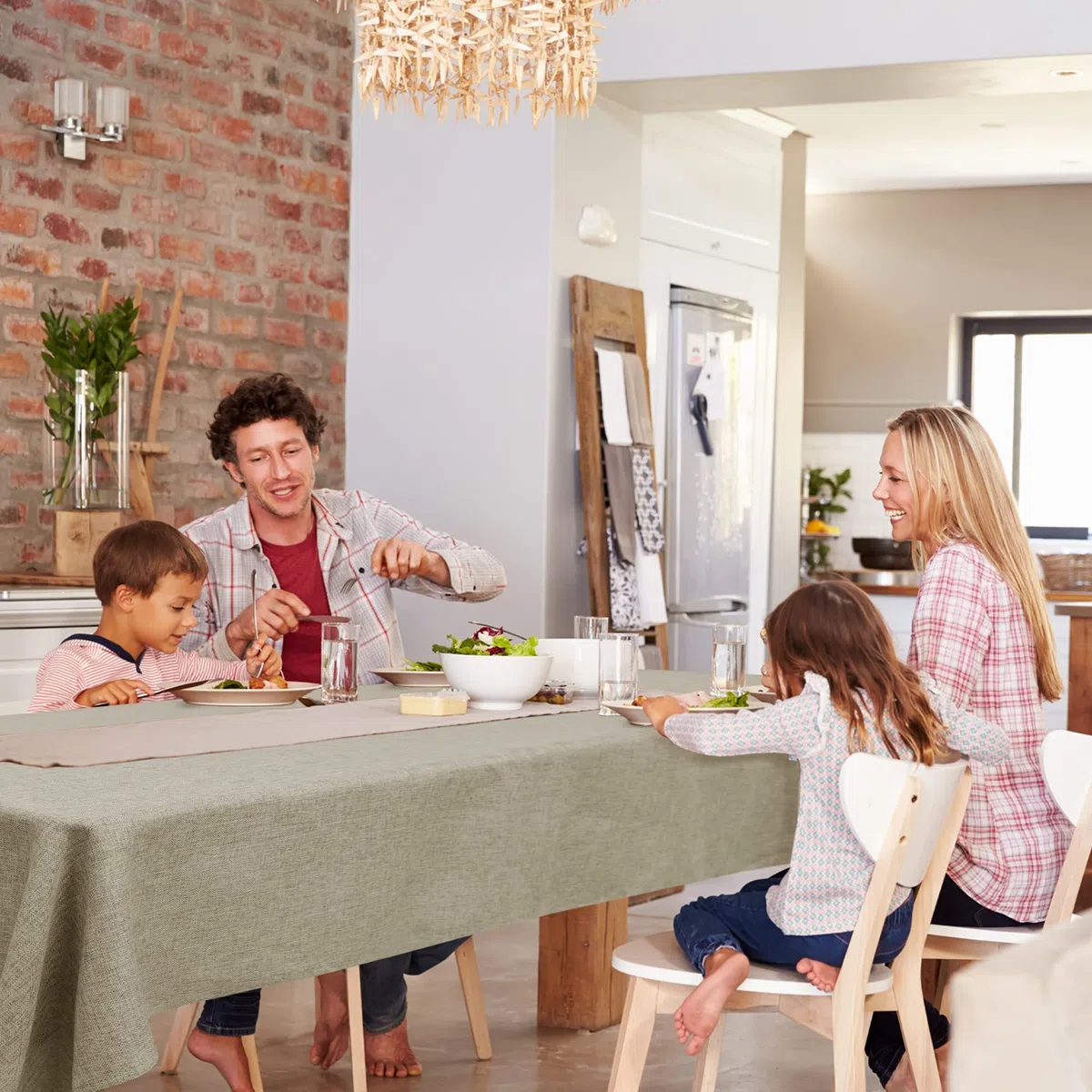 Deconovo Tovaglia Rettangolare in Finto Lino 150x300 cm - Elegante e Decorativa per Sala da Pranzo e Feste - Lino Chiaro, 1 Pezzo