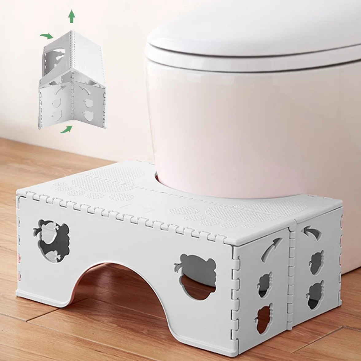 Sgabello Bagno pieghevole per Bambini e Adulti - Sgabellino Squatty da Toilette, Poggiapiedi Antiscivolo per Bagno, Panchetto Contro la Stitichezza, Peso 1,4 kg