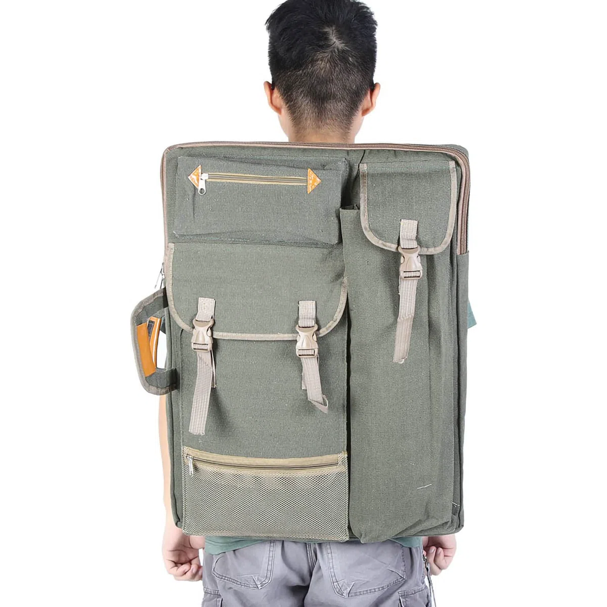 Cocoarm Borsa Artistica Grande Multifunzione Canva, Impermeabile, Borsa per Tavole da Disegno, Forniture Artistiche, 66 X 50 Cm (Grigio Cenere)