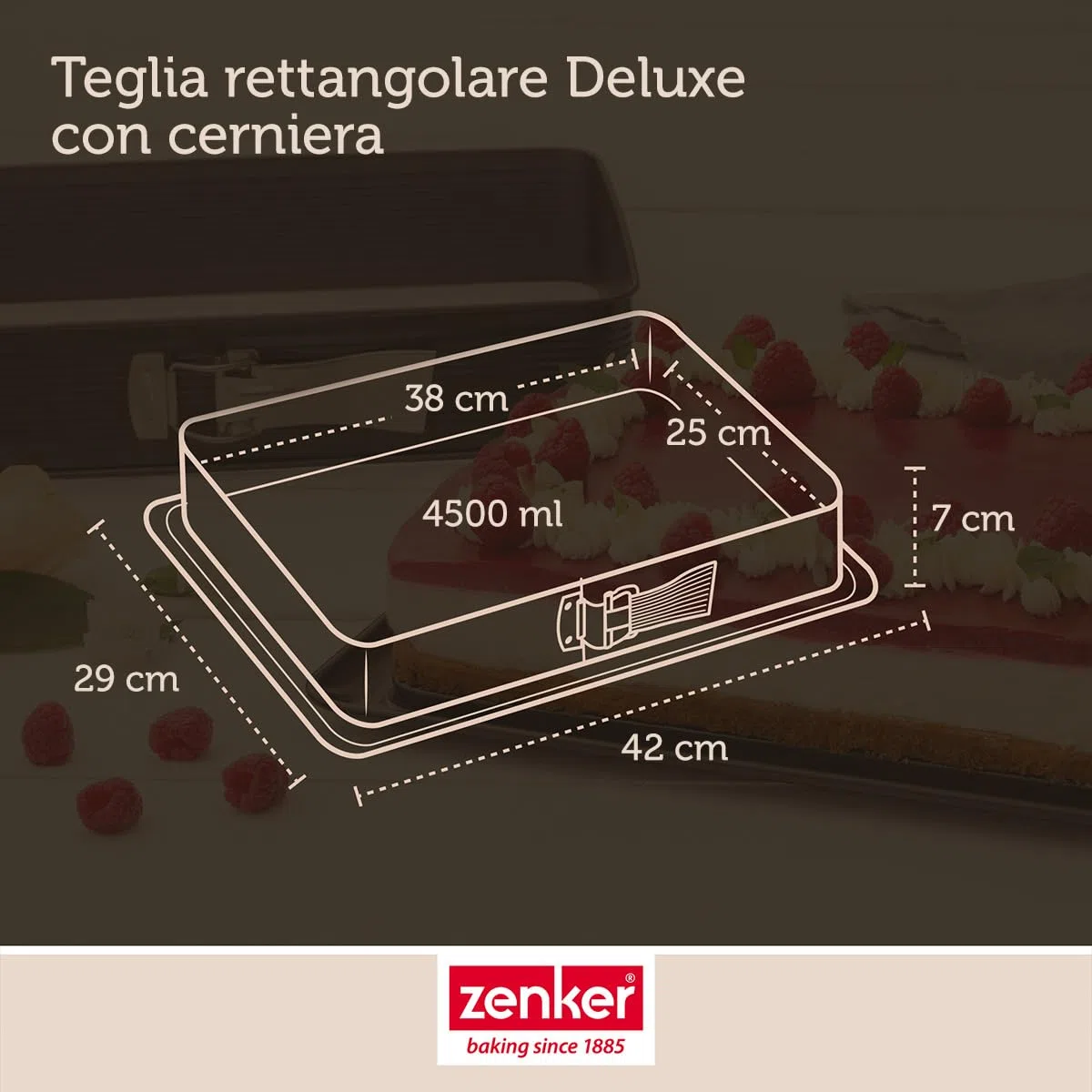 Zenker Lasagnera Apribile con Spatolina 25 x 38 x 7 Cm Deluxe, Stampo Rettangolare con Cerniera, Rivestimento Antiaderente Diamantato (Colore: Nero), Quantità: 1 Pezzo, Acciaio