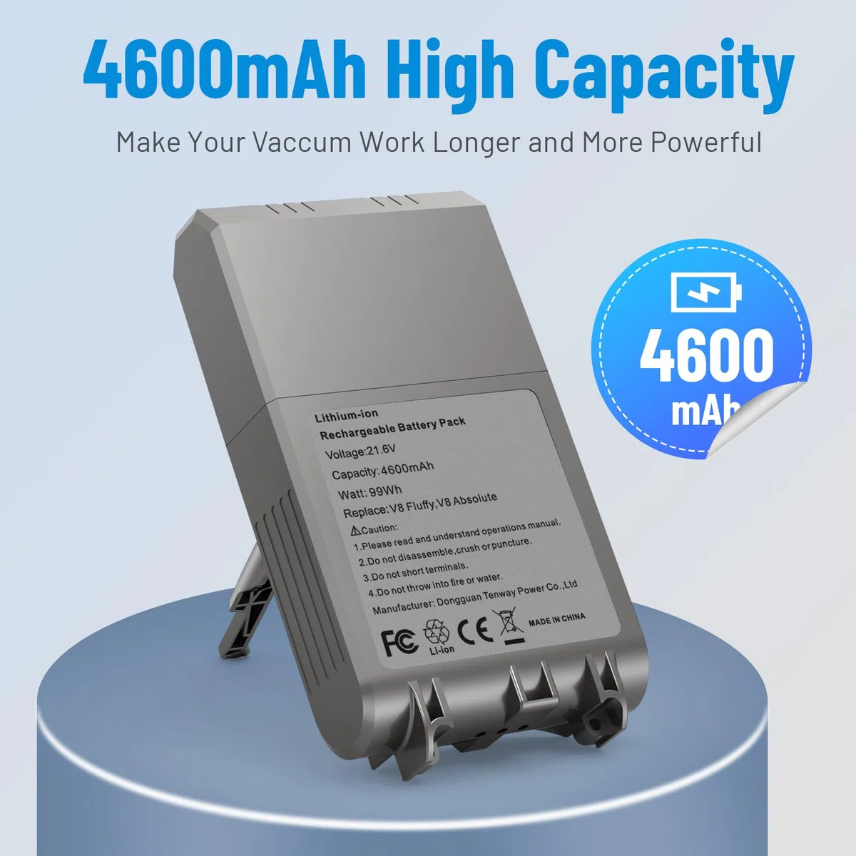ASUNCELL Batteria di Ricambio agli Ioni di Litio da 21.6V/4600mAh con Strumenti per Tutti i Modelli Dyson V8, V8 Absolute, Absolute+, Animal, Animal+, Animal pro+, Animal Plus, Animal extra, Fluffy