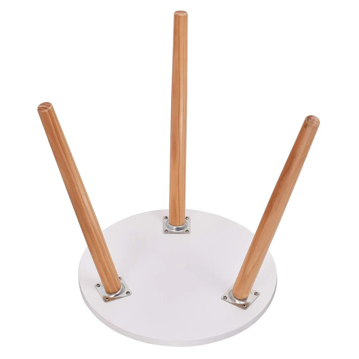 GIANTEX Tavolino da Caffè Rotondo, Tavolino da Soggiorno in Legno per Camera da Letto, Soggiorno, Balcone, Comodino con 3 Gambe in Pino, Bianco, 40x40x48cm