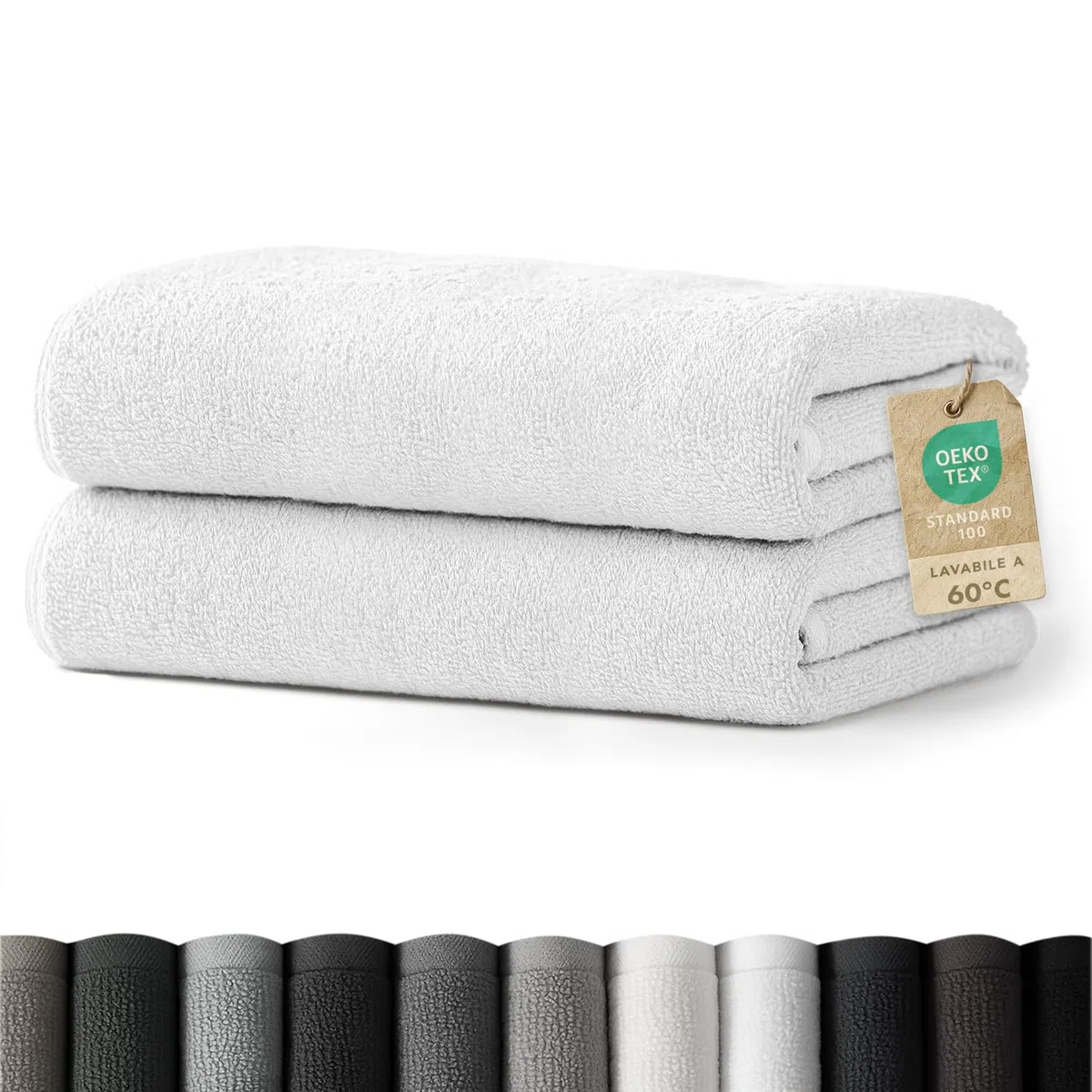 Blumtal Asciugamani Bagno, Asciugamani Telo Doccia, 100% Cotone Certificato Oeko-Tex 100, 2 Telo Bagno Grande (80x200cm), Bianco
