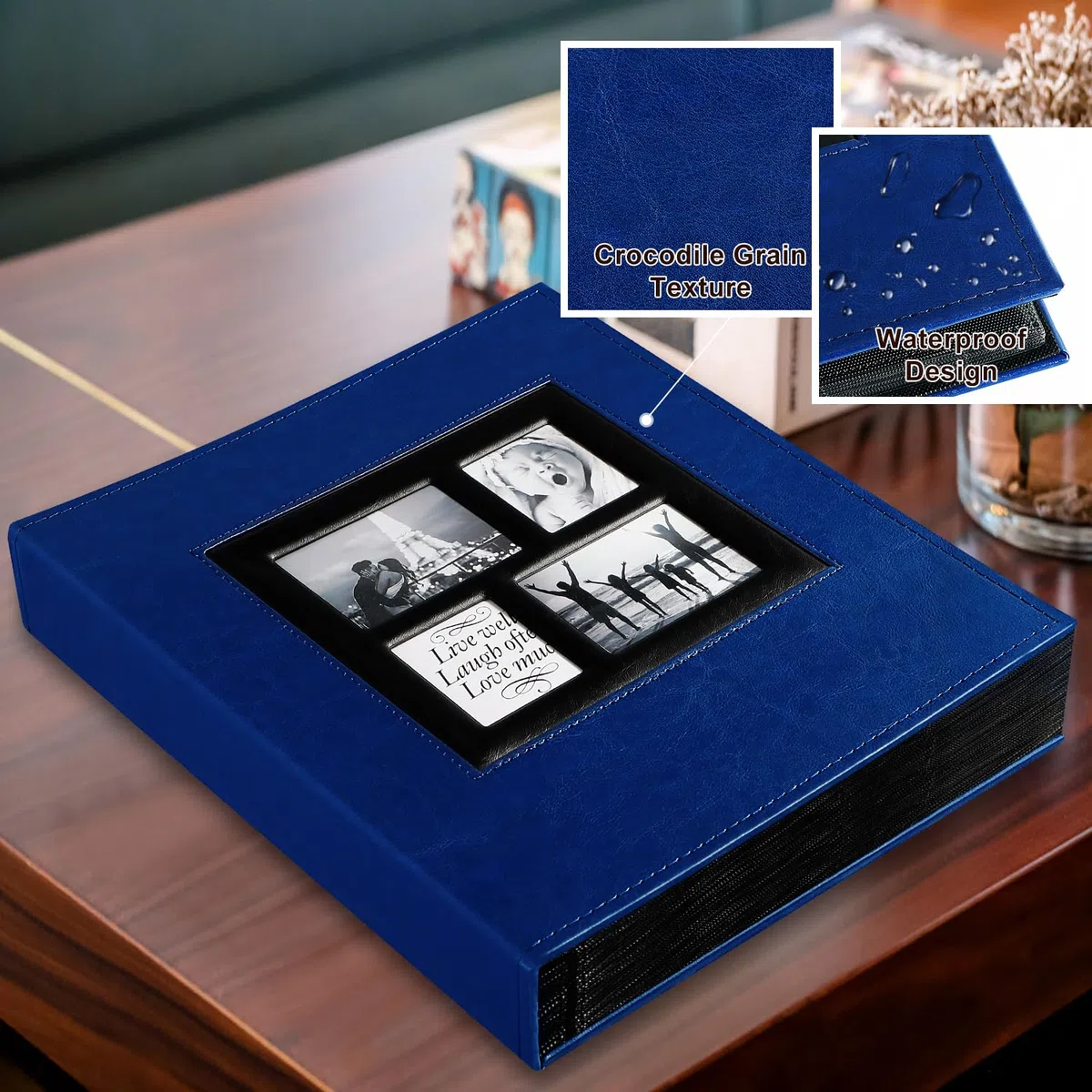 Ywlake Album Fotografico 10x15 1000 Tasche, Grande Cuoio Album Foto Portafoto Verticale Orizzontali Tascabile Tasca Blu