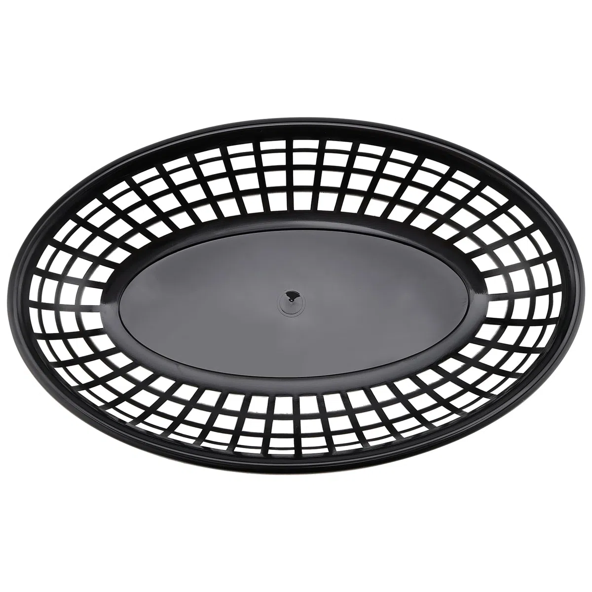 Confezione da 60 cestini ovali per alimenti in plastica, per fast food, colore nero, per patatine, hot dog, hamburger, panini, barbecue, picnic, feste, 23 x 14,5 x 4 cm