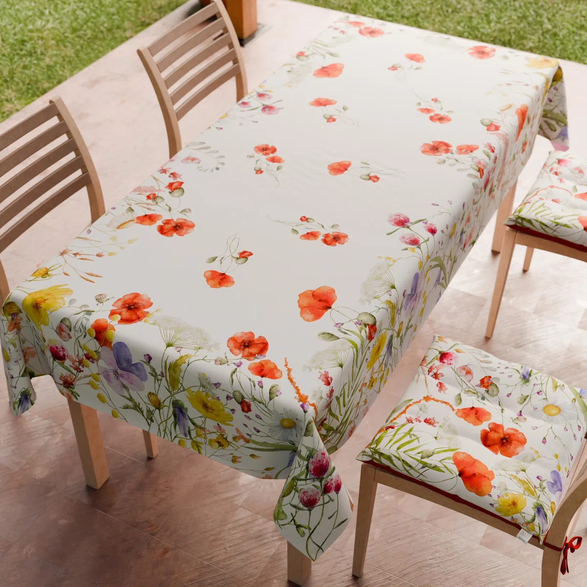 PETTI Artigiani Italiani - Tovaglia Antimacchia Rettangolare Copritavolo Cucina Disegno Floreale 10 X18 Posti (140x360 cm) 100% Made in Italy