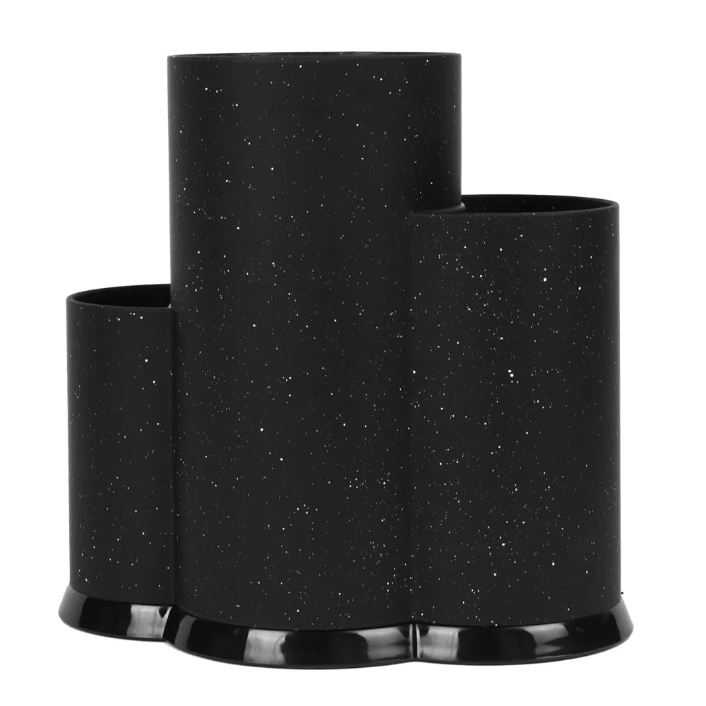 KARL HAUSMANN Ceppo Coltelli Universale Nero 3 in 1 - Porta Coltelli da Cucina Vuoto con Inserto a Setole e Porta Utensili, Organizer Cucina per Coltelli da Chef e Pane