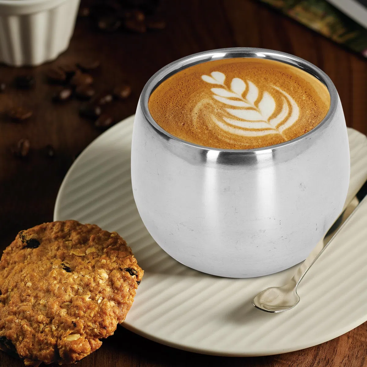 Cyrank Set di 4 Pezzi Tazzine da Caffè in Acciaio Inox,150 ml Tazza con Isolamento A Doppia Parete,Tazze Isolanti Sottovuoto Infrangibili Tazze da Tè Impilabili per Il Campeggio,Bicchieri per Birra