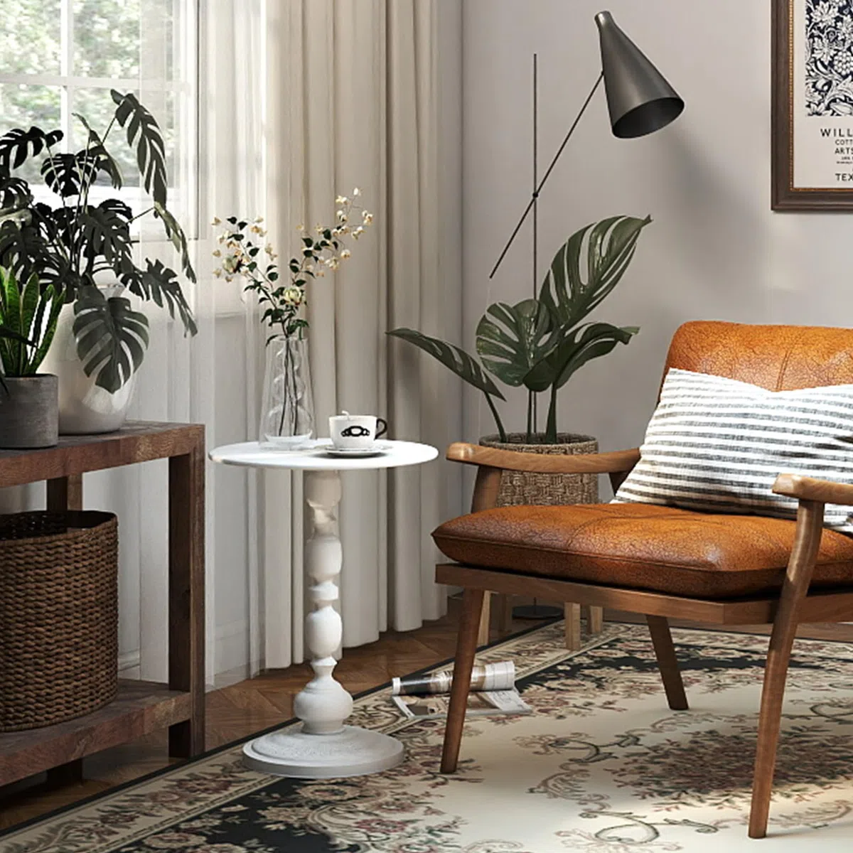 Set da 2 Tavolini Piccolo da Salotto, Tavolino da Balcone, Vintage Tavolino Piccolo in Metallo, Creativo Coffee Table (Bianco, 40 x 45 cm)