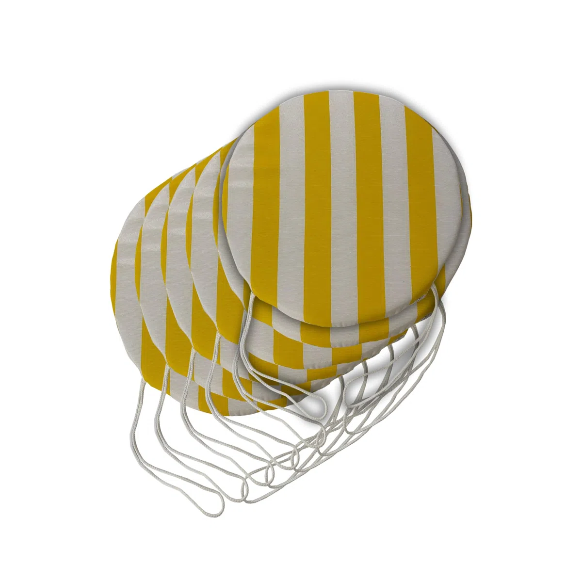 Il Tuo Artigiano Design Set 6 Cuscini per Sedie da Giardino Made in Italy - Cuscini Copri Sedie da Cucina Sfoderabili - Imbottiture in Spugna (Diametro 40 cm, Bianco e giallo)