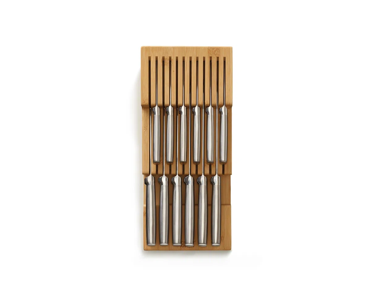 Joseph Joseph DrawerStore Organizzatore per Cassetti, Blocco Portacoltelli vuoto, contiene fino a 12 coltelli, Grande, bambù
