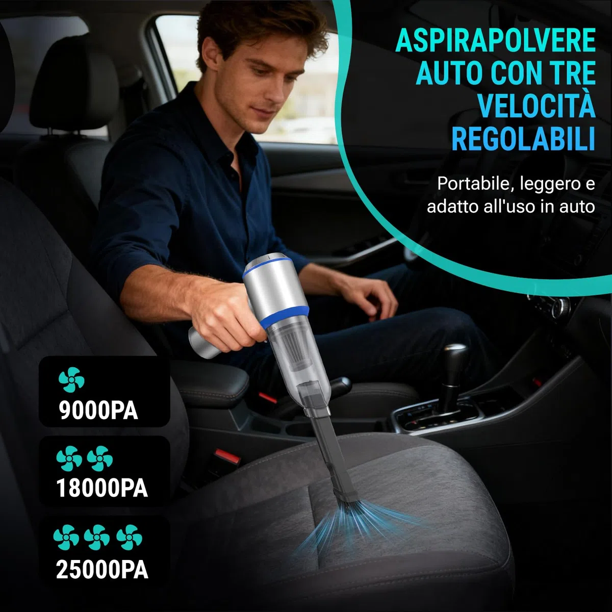 Yomile Aspirabriciole Senza Fili 4 in 1, Aspirapolvere Auto 25000PA Aspirapolvere Senza Fili Potente con Motore Brushless, Mini aspirapolvere Soffiatore Aspiratore per Casa, Ufficio, Cucina