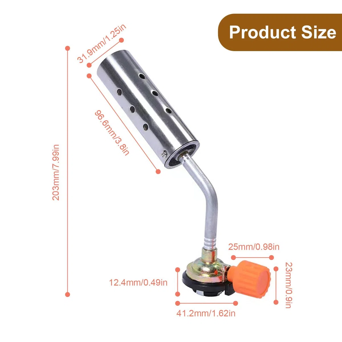 Bruciatore a Gas, Acciaio Inossidabile Bruciatore Erbacce, Bombola e Cannello Gas, Antivento, Utilizzabile Capovolto, Ideale per Diserbo, Barbecue Falò