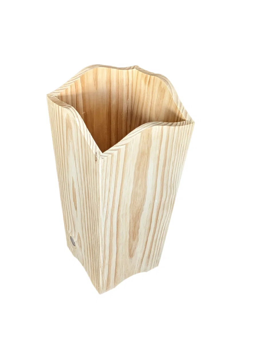 greca Portaombrelli con onde in legno di pino massello, in grezzo, per dipingere, misure (larghezza*profondità*altezza): 22 x 22 x 58 cm.