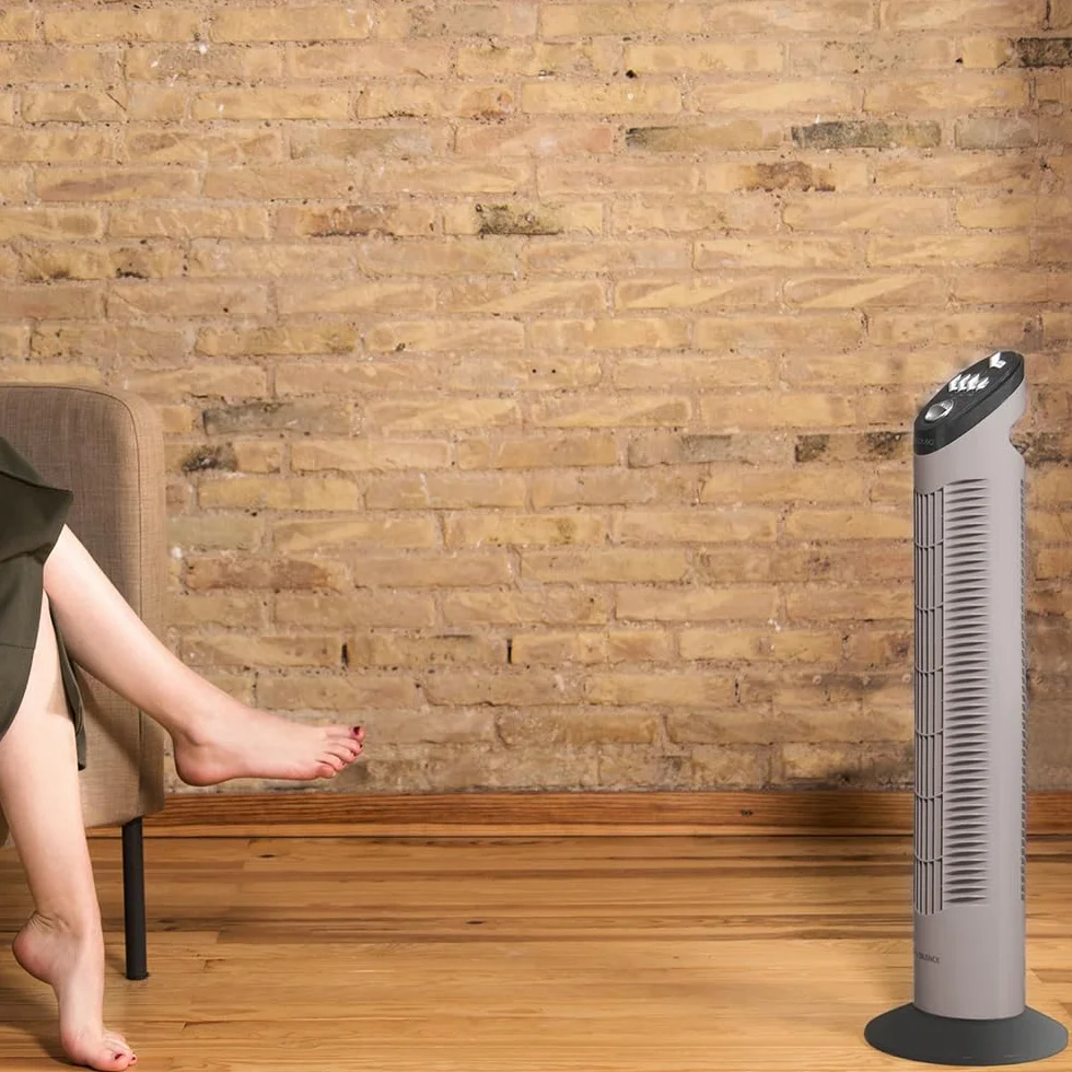 Cecotec Ventilatore a torre EnergySilence 790 Skyline con timer 50 W, altezza 30'' (76 cm), controllo meccanico, oscillazione, motore in rame, 3 velocità, maniglia, bianco