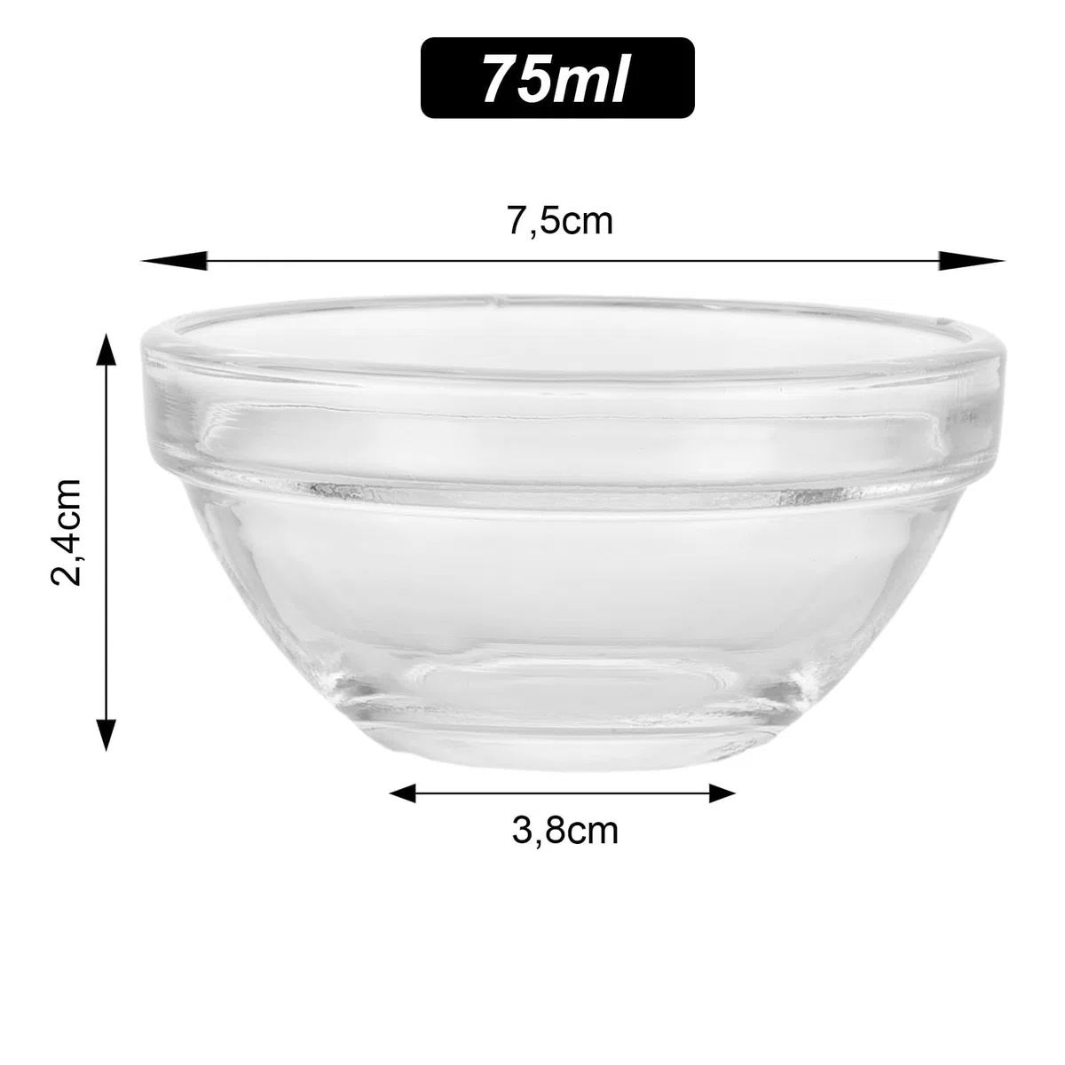 YAYODS 20 ciotole per salse, Ø 7.5 cm, ciotola in vetro da 75 ml, piccole ciotole per lavastoviglie e microonde, ingredienti da cucina, marmellate, salse, tapas, buffet