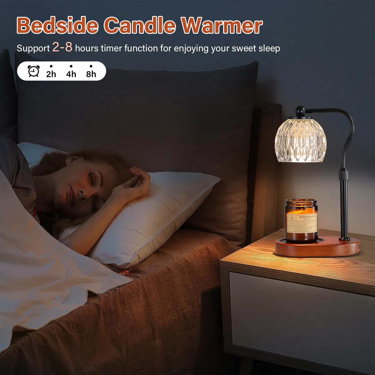 KPUY Lampada a Candela, Lampada a Candela con Timer e Dimmer, Regolabile in Altezza, con 2 Lampadine, per Candele in Barattolo e Candele Profumate Senza Fiamma, nero