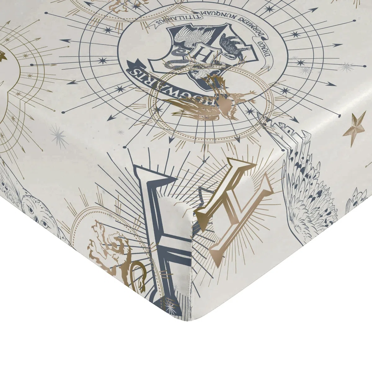BELUM | Lenzuolo Harry Potter Misura Prodotto: 180 x 200 cm +35 cm Soffietto - Tessuto: 100% cotone 175 fili - Modello: Hpotter Gold Beig