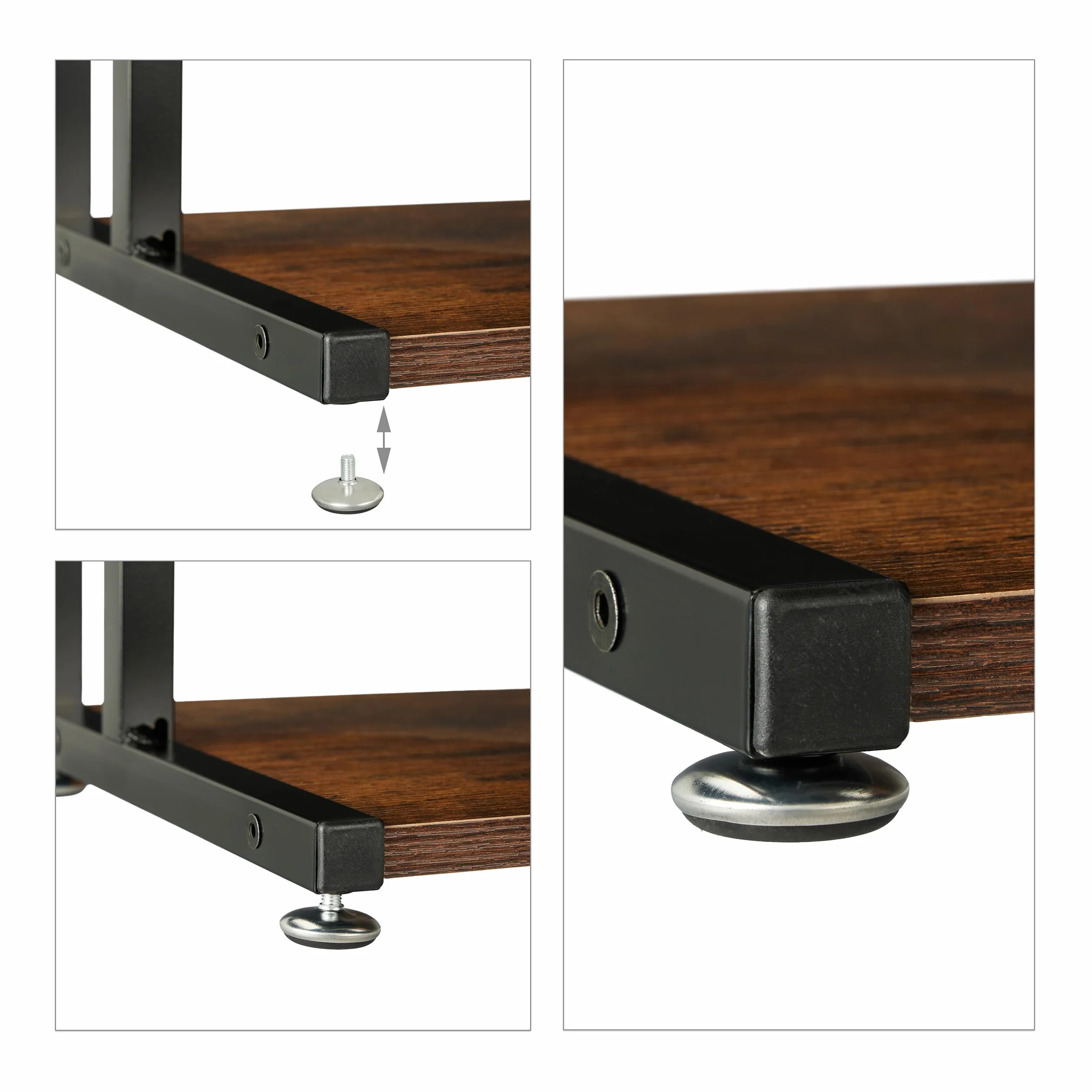 Relaxdays Porta Stampante da Scrivania, Supporto 2 Ripiani Portaoggetti, Portadocumenti, 28 x 44 28 cm, Marrone Nero