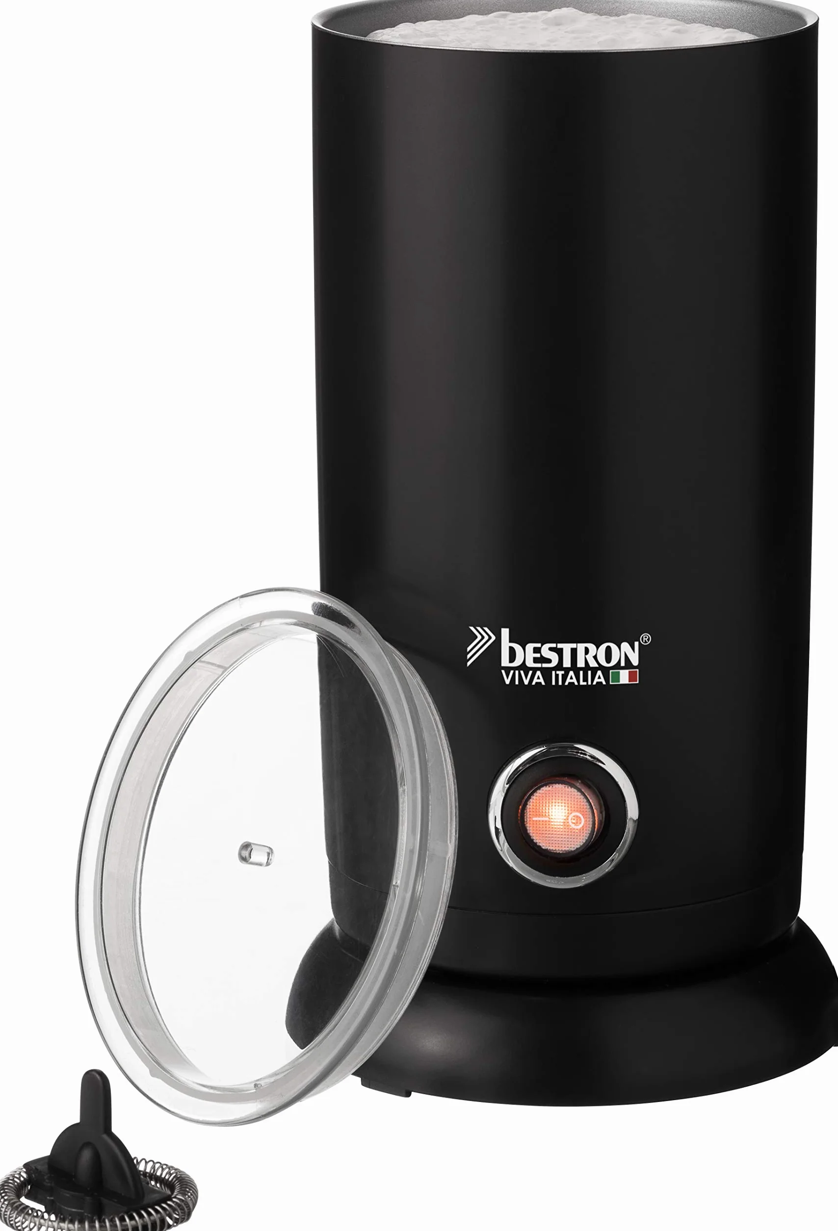 Bestron Montalatte elettrico , con base a 360° e capacità fino a 300 ml, collezione Viva Italia, 550 watt, colore: nero