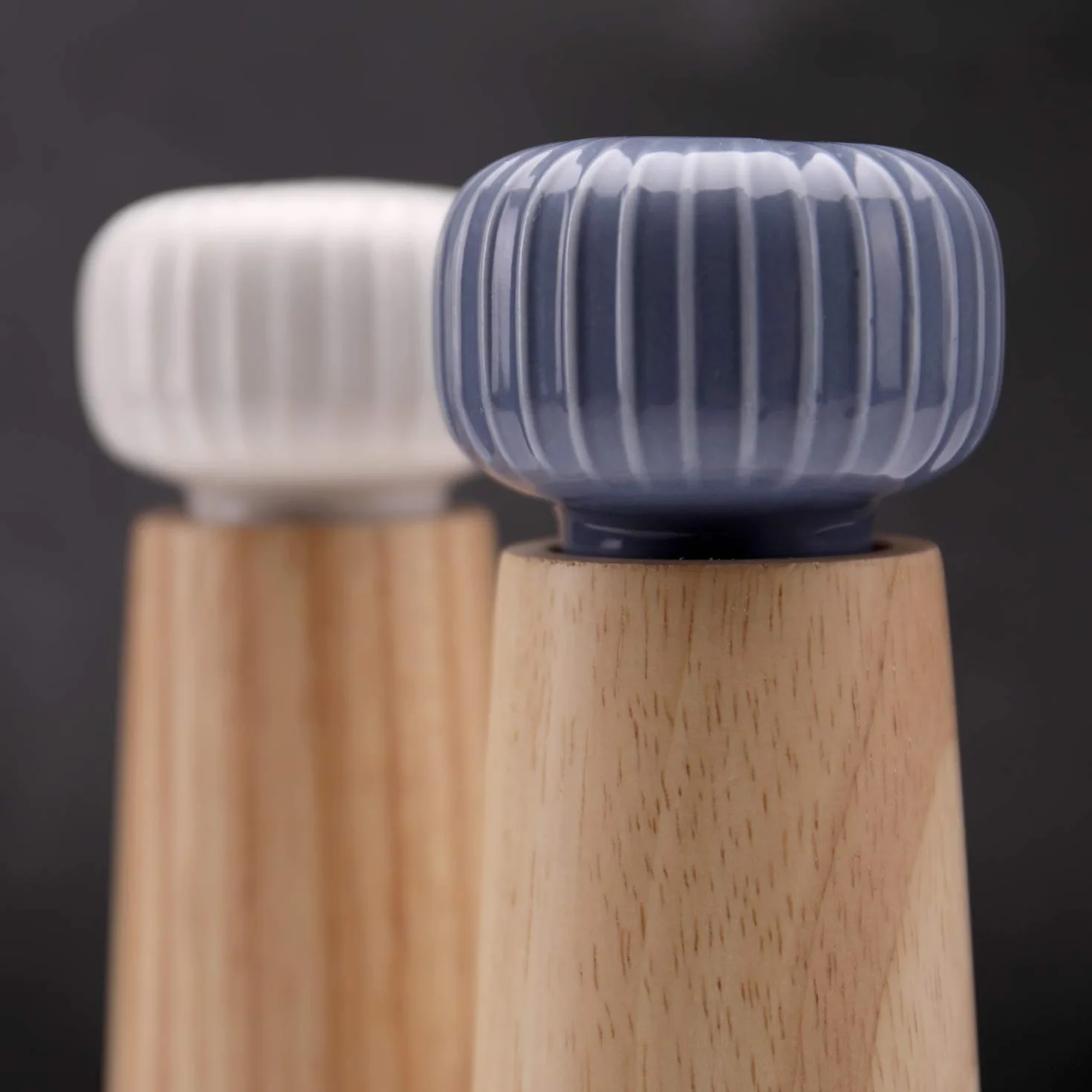 Macina Sale e Pepe in Legno e Ceramica - Macina Pepe con Macinino Regolabile, 17.5cm (Con Sottobicchiere)