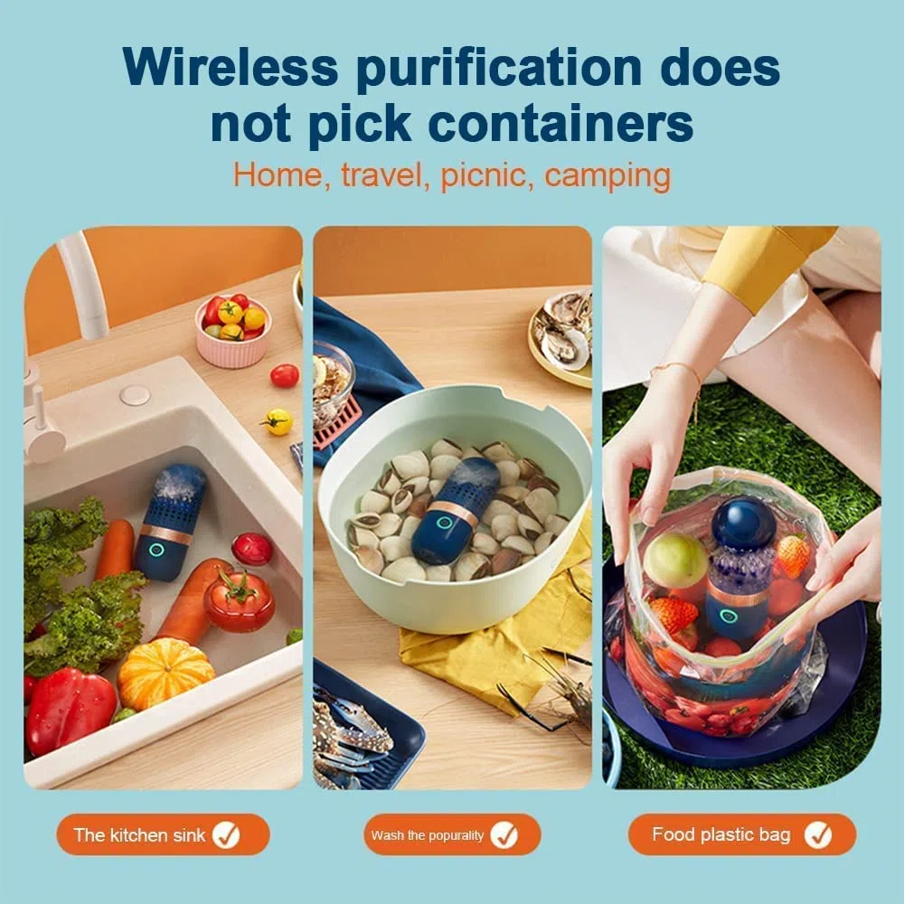 Macchina senza fili portatile di disinfezione del purificatore dell'alimento della frutta della lavatrice della verdura della frutta per la famiglia, blu scuro