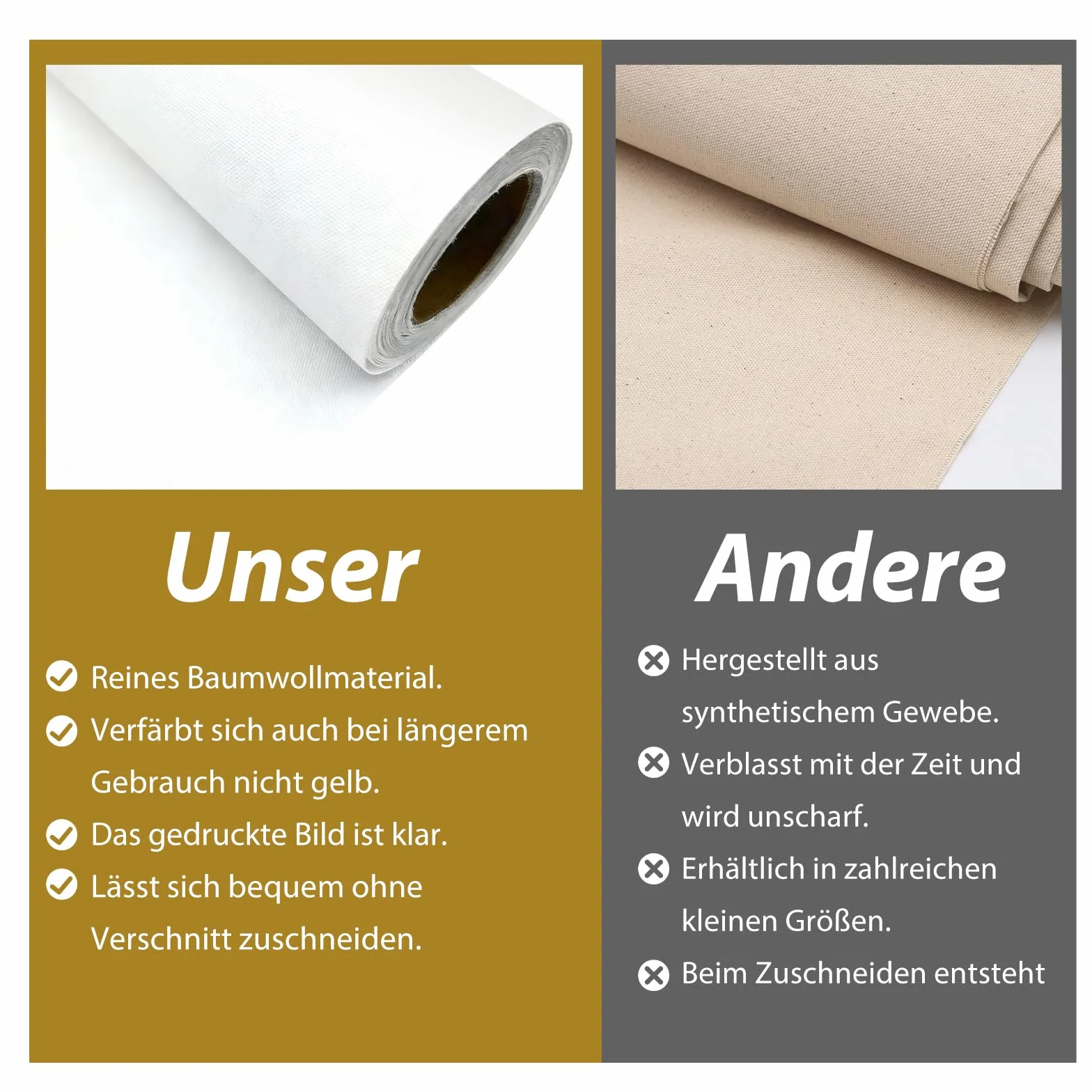 Tela su rotolo, 50 cm x 10 m, 270 g/㎡, resistente agli strappi, 100% cotone, pronta da dipingere, per pittura a olio (50 cm x 10 m)