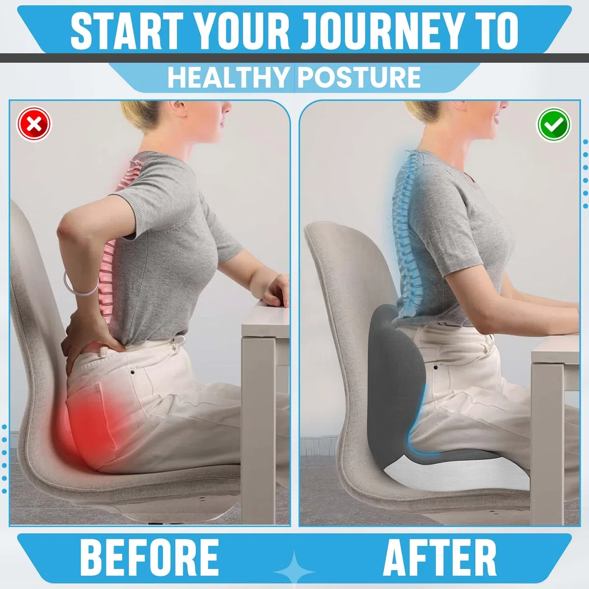 Grande cuscino per sedile in memory foam con supporto lombare per sciatica e sollievo dalla pressione del coccige, cuscinetto per coccige per sedia da ufficio, auto, sedia a rotelle, casa, ufficio