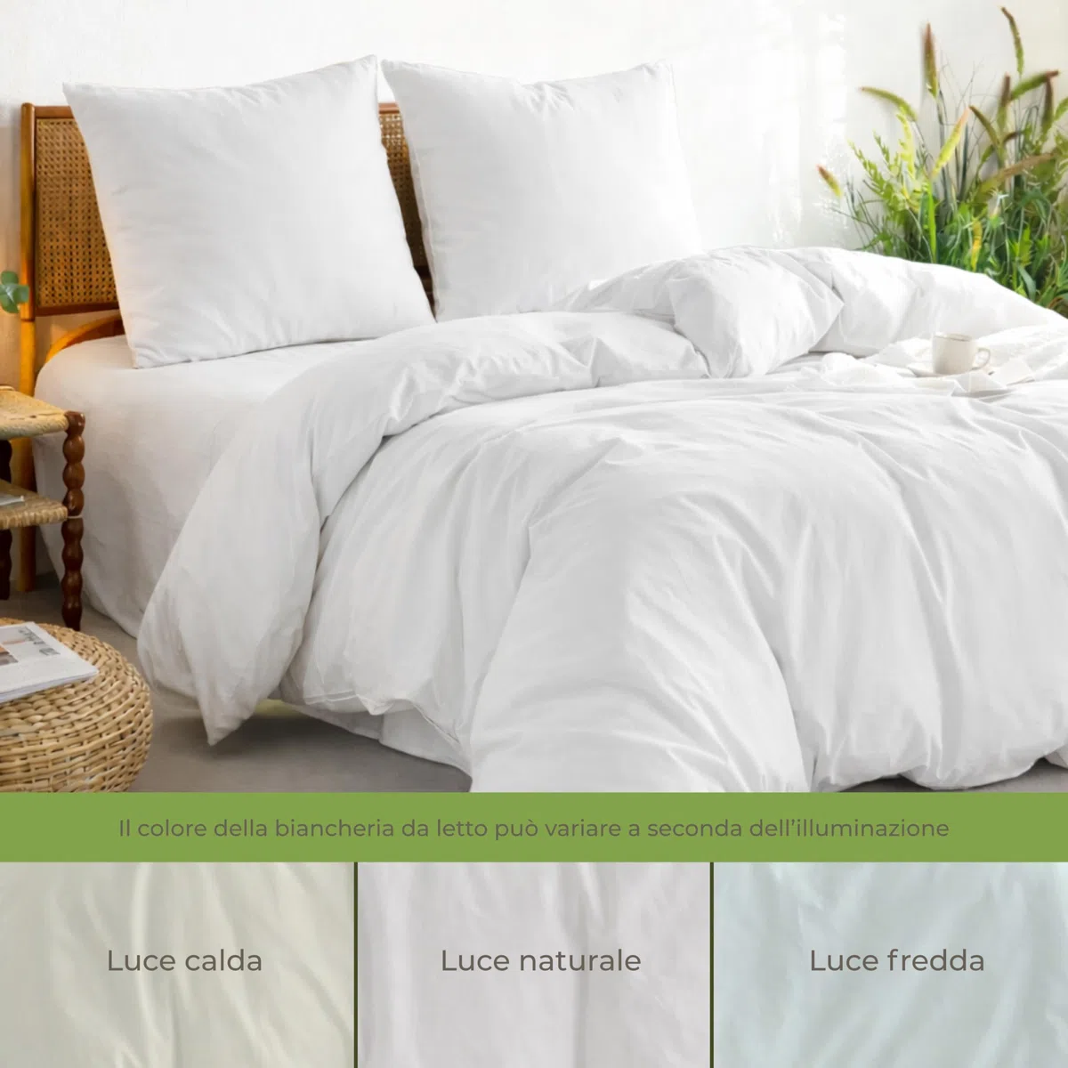 Dreamzie Copripiumino da 3 Pezzi - Copripiumino Una Piazza e Mezza 155x220 cm, Federe 80x80 cm (x2) - Bianco