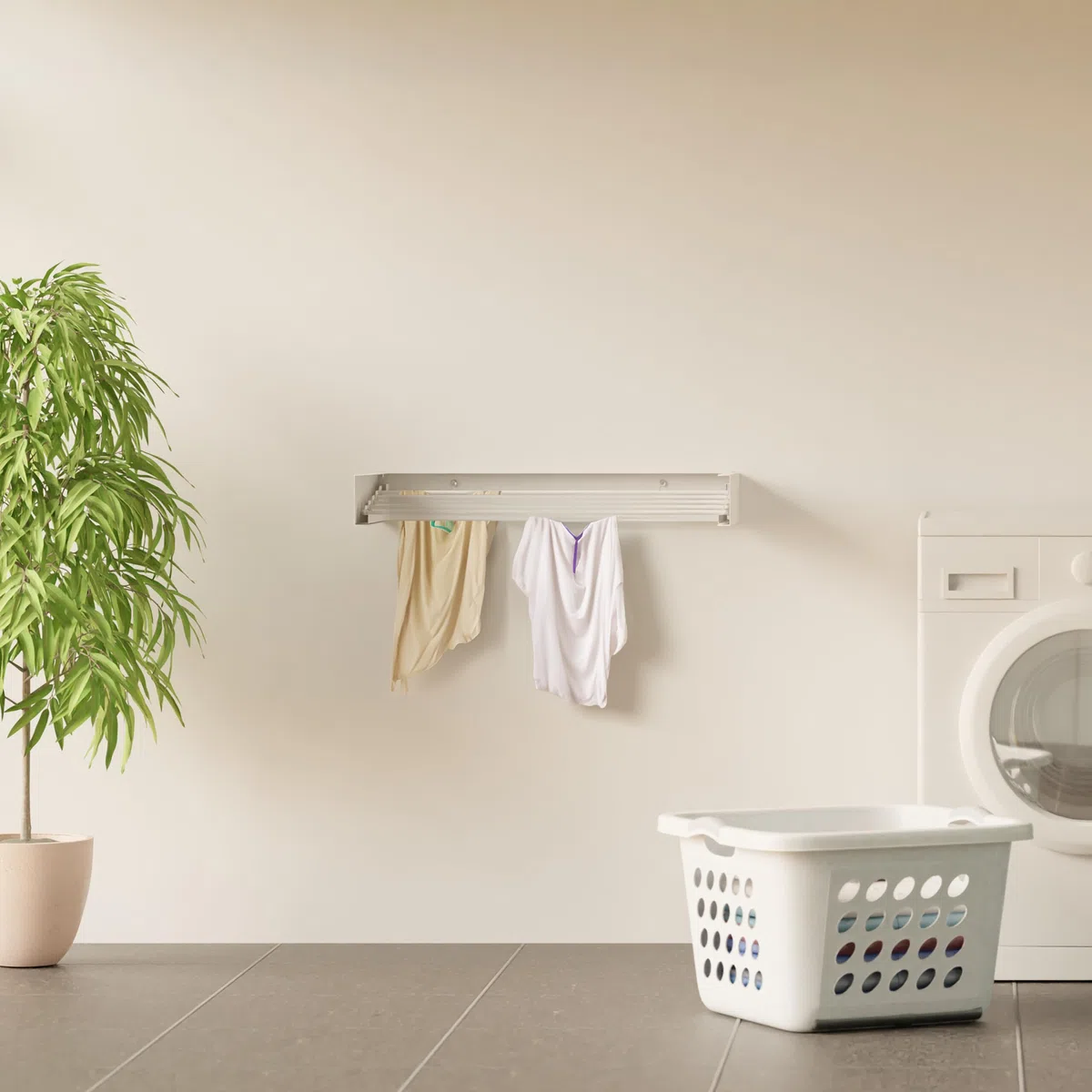 Relaxdays Stendino da Parete Pieghevole, HLP: 11,5 x 85 x 42,5 cm, Filo Asciugatura 4,15 m, Stendibiancheria, Bianco