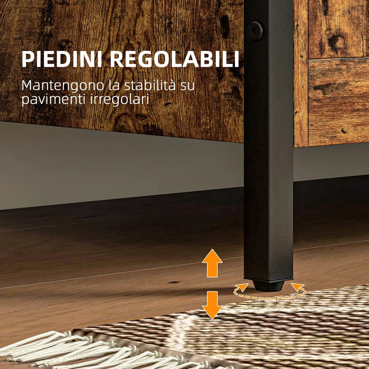 HOMCOM Cassapanca da 95L in Stile Industriale con Coperchio con Cerniera di Sicurezza, Panca Contenitore Multiuso per Salotto e Ingresso, 80x40x49cm, Marrone Rustico