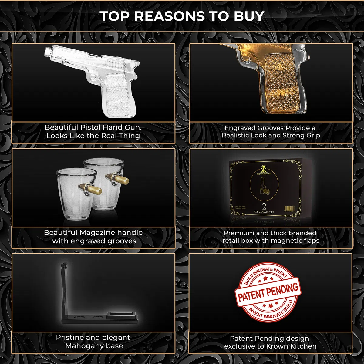 Wisky Decanter Set - Pistola - Decanter per Vino - Regali da Uomo