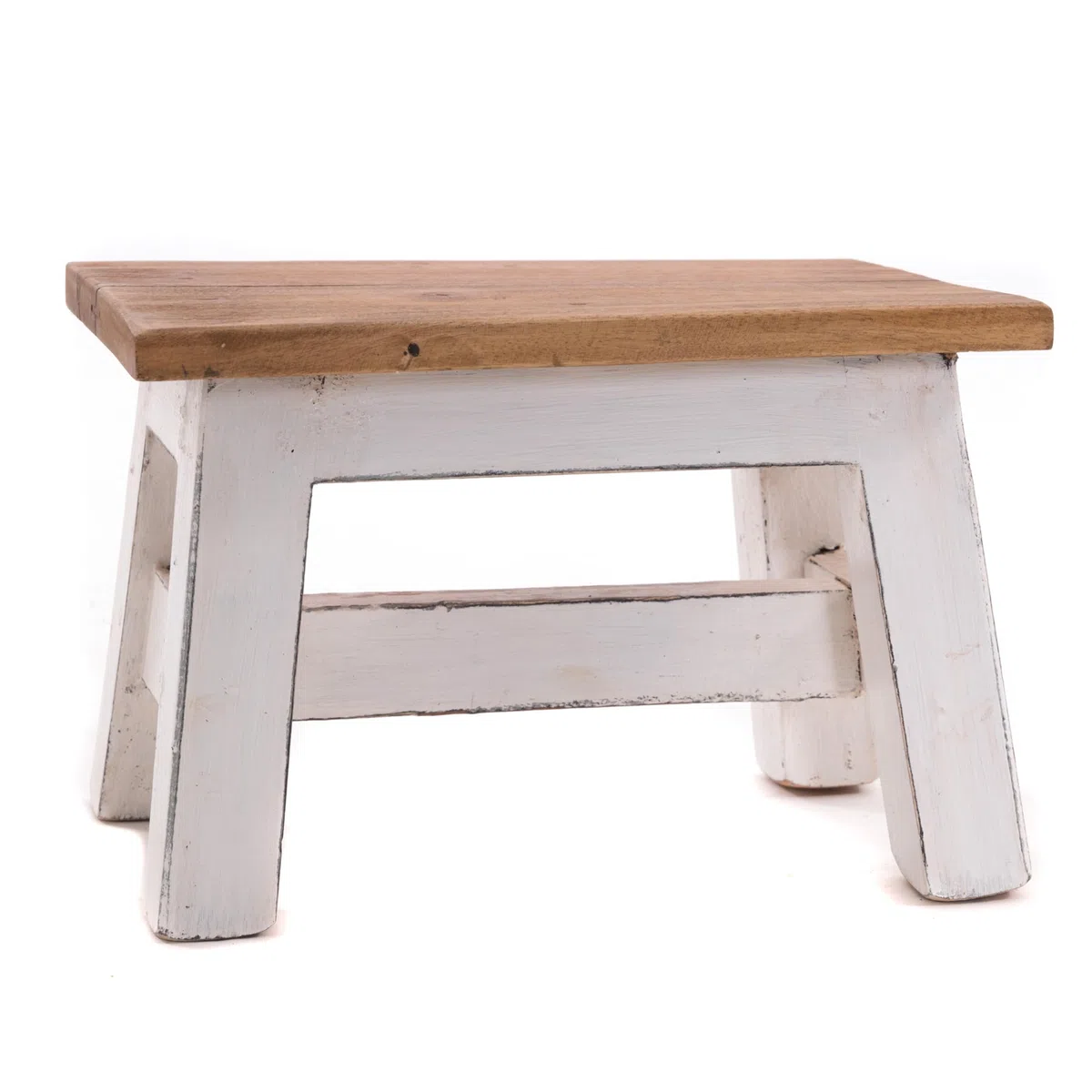 DESIGN DELIGHTS - Sgabello rustico Monte, 21 x 30 x 20 cm (altezza x larghezza x profondità), in legno di mogano riciclato, colore: 06, bianco rustico