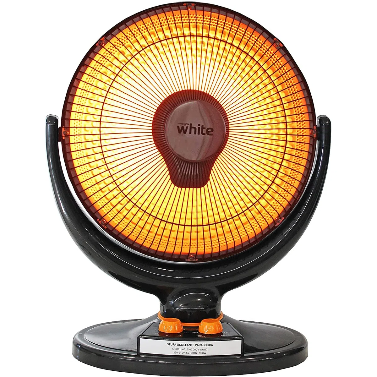 BRIGROS La voglia di fare, White - stufa al carbonio con palo allungabile elevata efficienza energetica e alto calore struttura a parabola con filamento di carbonio e base solida (Da pavimento)
