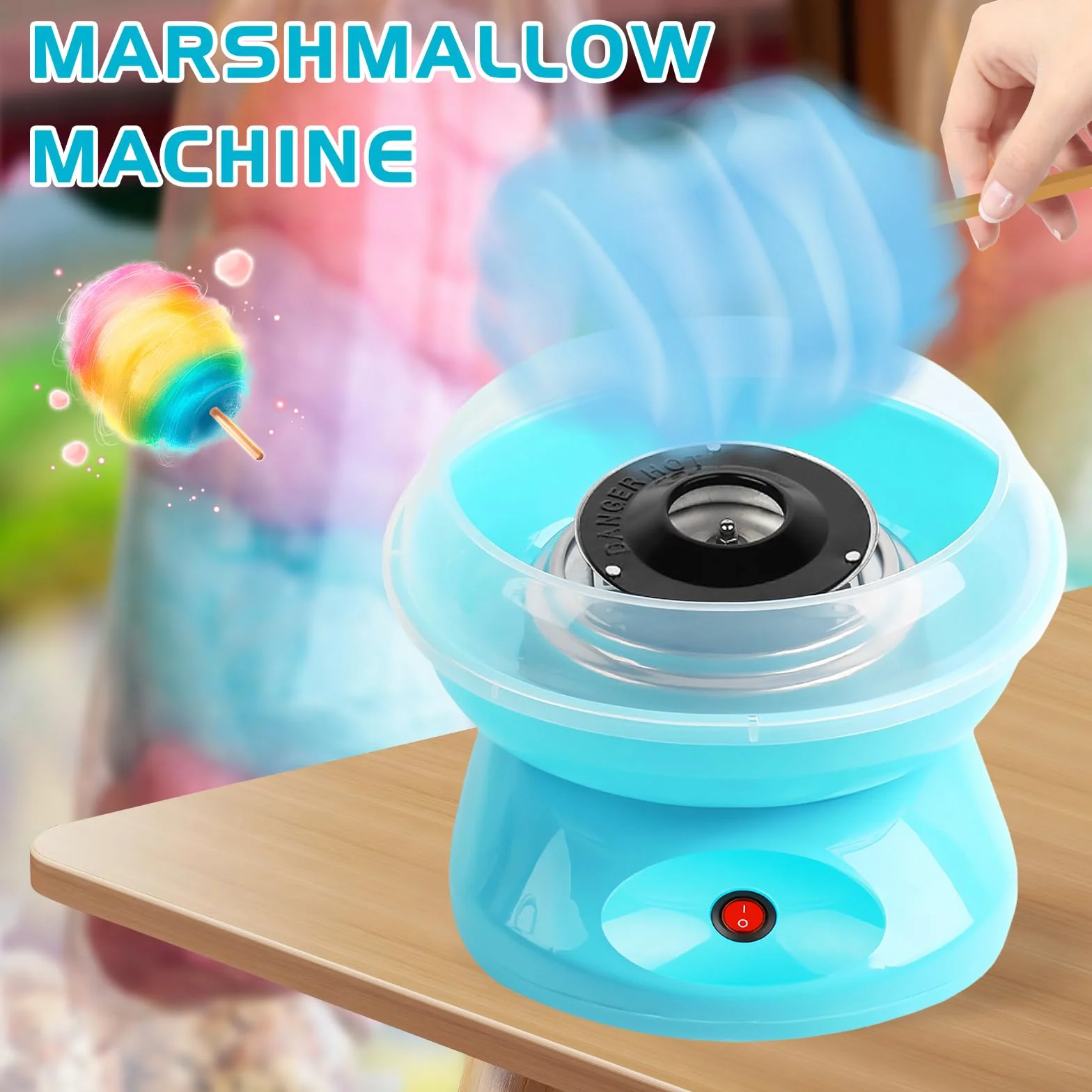 Macchina per zucchero filato, macchina per zucchero filato, macchina per zucchero filato retrò 450W con bastoncini, per casa feste compleanno bambini