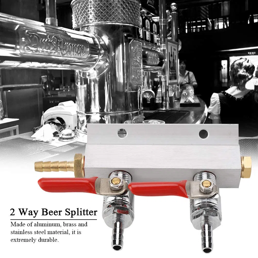 Fdit 2 Way Beer Splitter Multi-Way Home Co2 Air Gas Collettore Distribuzione Splitter Beer 2 Way Co2 Splitter Regolatore di Anidride Carbonica Distributore Aria Distributore di Co2 Collettore