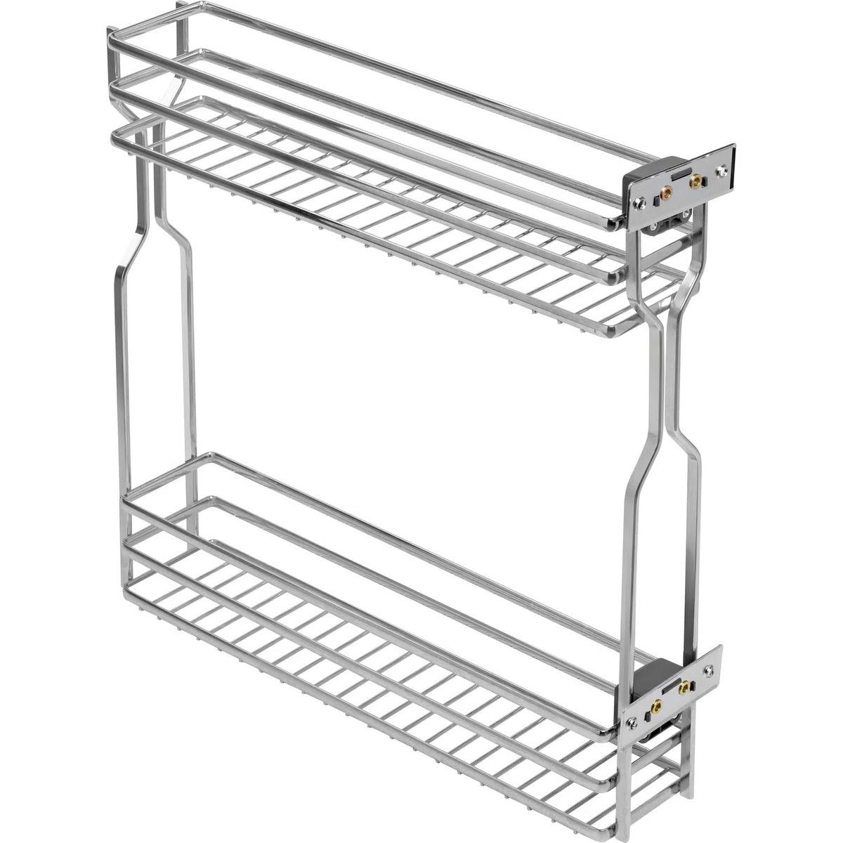 GTV Cestello Estraibile per Cucina MOVIX, 2 Ripiani, Montaggio Laterale, Portata 15 kg, per Mobile Base da 150 mm, profondità 478 mm, Finitura Cromo