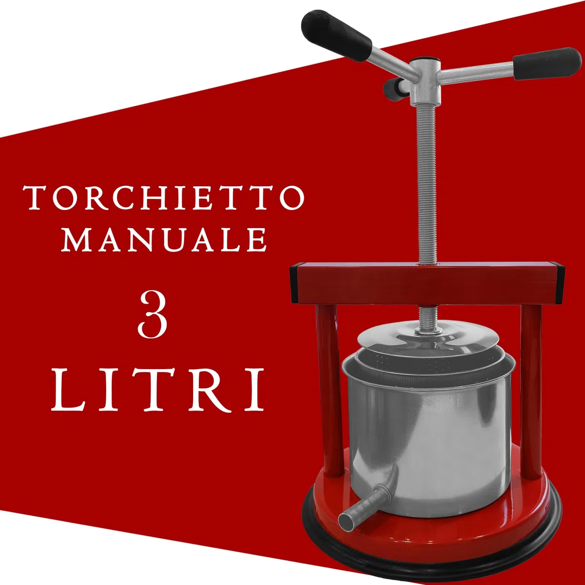 ESTO Torchietto Premitutto per Melanzane, 1,5/3 / 5 kg, Torchio Premitura Mirto e Nocino per Conserve Succhi e Premute, in Acciaio Inox Alimentare, Piccolo Medio Grande, Pressa Manuale (3 Litri)