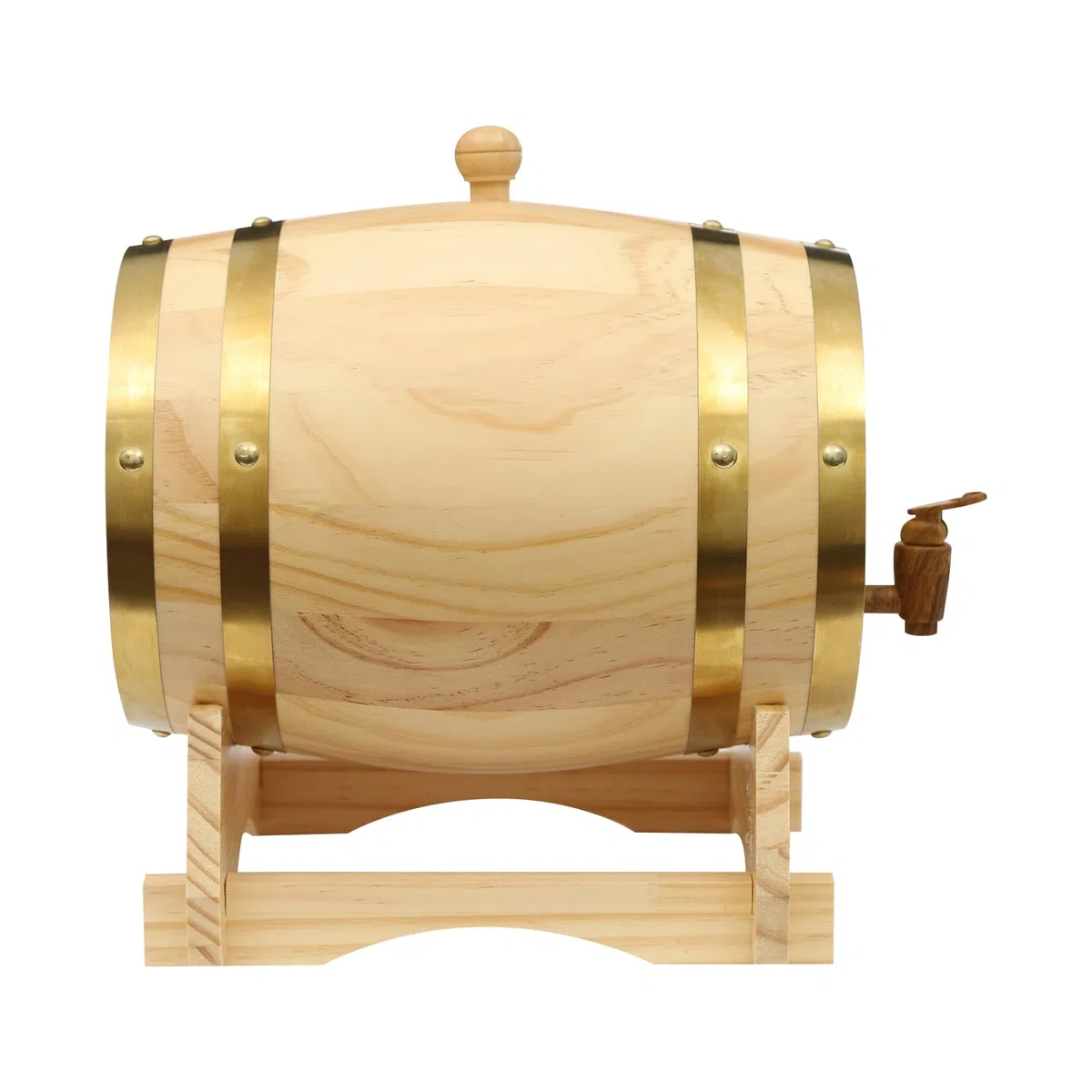 Botte di rovere da 5 l, con supporto in legno e rubinetto, in pino di alta qualità, raffinata e bella, moderna botte di whisky, a prova di perdite, per whisky, bourbon, tequila e aceto di vino