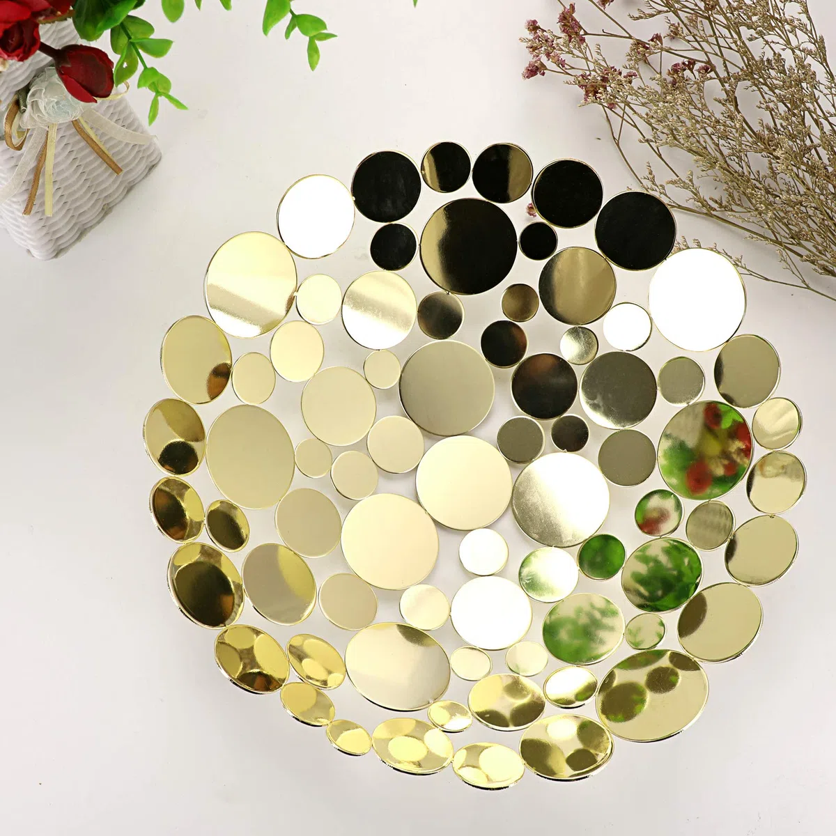 SumnaCon Ciotola da banco in metallo per frutta – Cucina & Tavolo da pranzo Display Basket – Oro