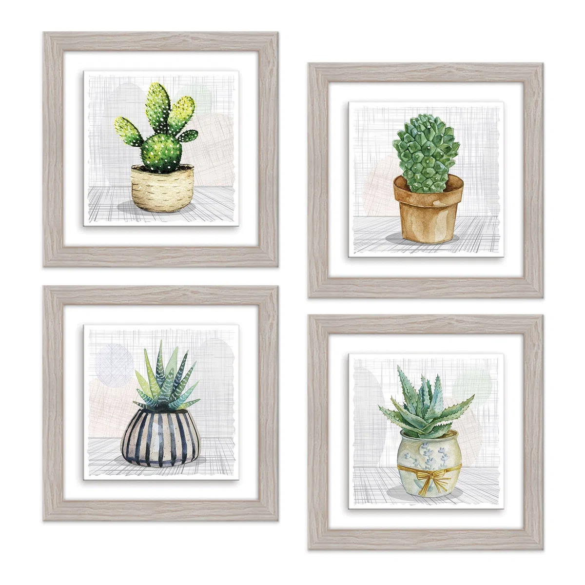 Lupia - Set 4 Quadri in Ceramica Moderna BOTANY con Cornice Shabby Beige, Decorazione Rilievo Vivace, per Soggiorno, Camera, Ufficio, Ideale per Regali, 18x18cm o 29x29cm, Made in Italy 18x18 cm