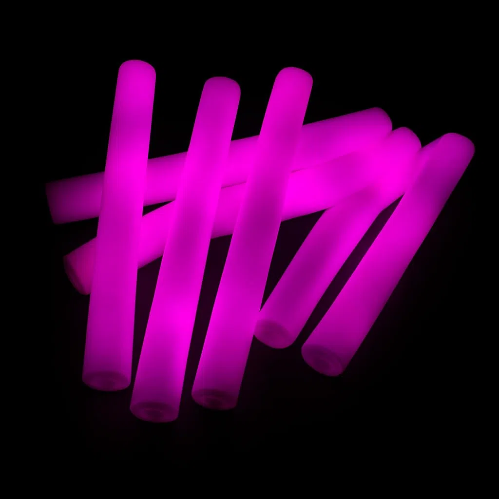 zenda club® Set di 20 bastoncini luminosi a LED, 48 cm, colore: rosa – bastone luminoso in schiuma – 3 modalità (lampeggiamento veloce, lento, alternativo) – ideale per feste, EVJF, compleanno