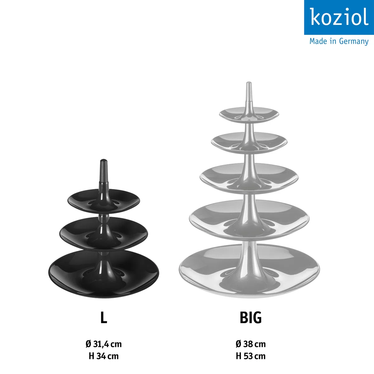 Koziol BABELL Alzata, Piatto, Vassoio da Portata, Supporto per Torte, Cupcake, Plastica, Bianco