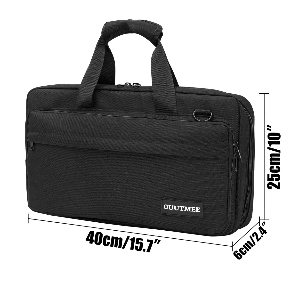Portacoltelli da cuoco, tasca per coltello, 16 scomparti, borsa portatile, coltello professionale grande, manico e tracolla, 40 x 25 x 6 cm, nero
