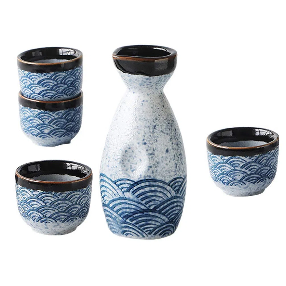 DOITOOL 5 Pezzi in Ceramica Set di Sake Giapponese Set da Portata di Sake Set di Tazze da Sake 180 Ml 20 Ml
