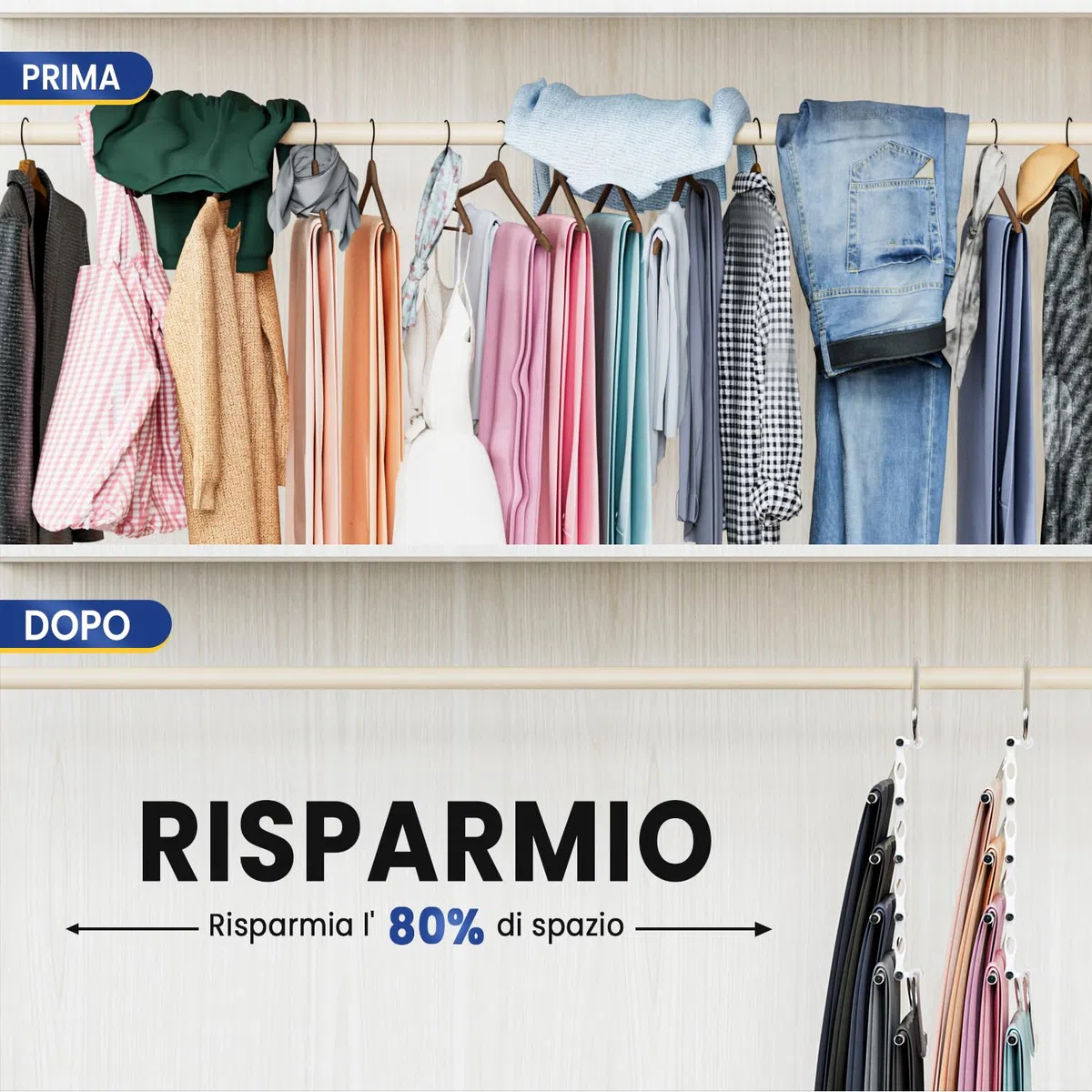 DAMITA Grucce Pantaloni Salvaspazio Appendiabiti Porta Pantaloni 4 Pezzo 5 in 1 Bianco per Armadio Appendini Multifunzionali Nessuna Installazione Adatto per Donne e Uomini Jeans Sciarpe Vestiti