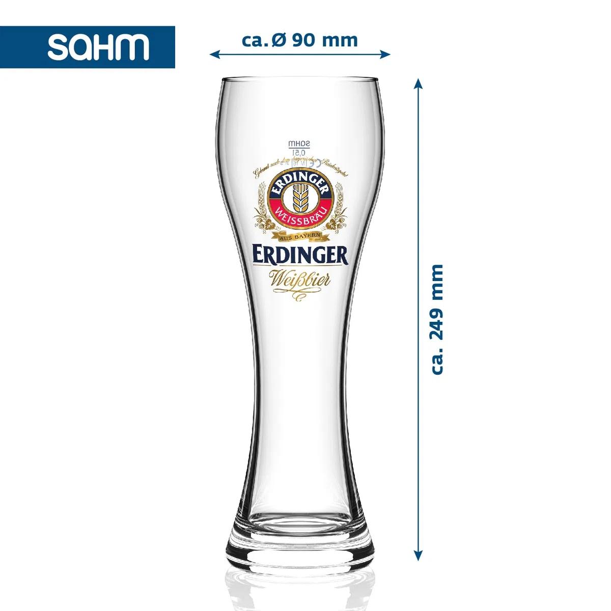 ERDINGER - Set di 6 bicchieri da birra a grano, 0,5 l, ideali come regalo per birra